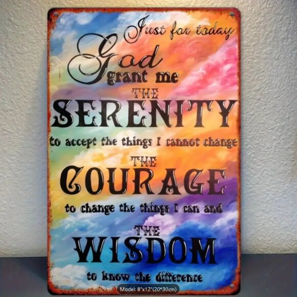 Serenity Prayer Metal Wall Art: Inspirational Spiritual Sign, Vibrant Color NEW - Picture 3 of 5
